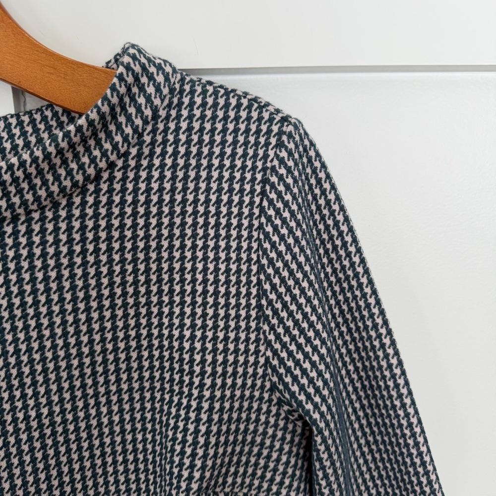 Boden Pink Green Houndstooth Jacquard Dress Pockets Career 3/4 SLV Cotton Knee 6 - Picture 5 of 16